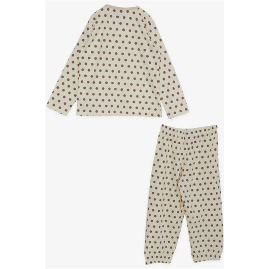 Baby Girl Pajama Set Polka Dot Patterned Cream (9 Months-3 Years)