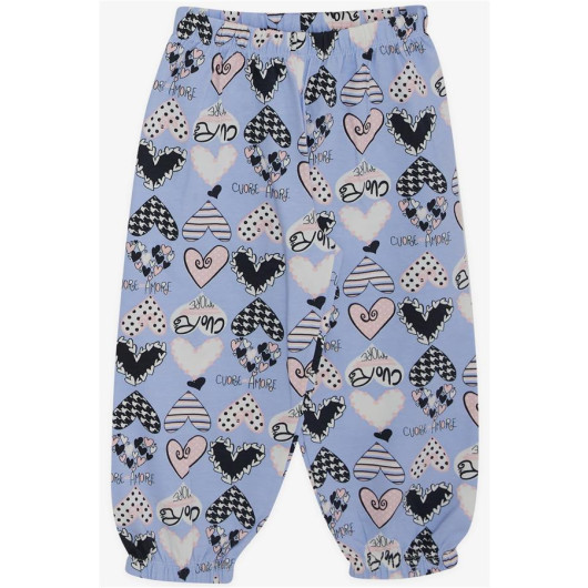 Baby Girl Pajama Set, Colorful Heart Patterned Lilac (9 Months-3 Years)