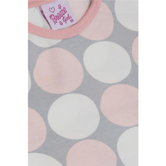 Baby Girl Pajama Set Colorful Polka Dot Patterned Gray (9 Months-3 Years)