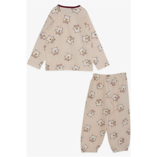 Baby Girl Pajama Set, Cute Hamster Patterned Powder (9 Months-3 Years)