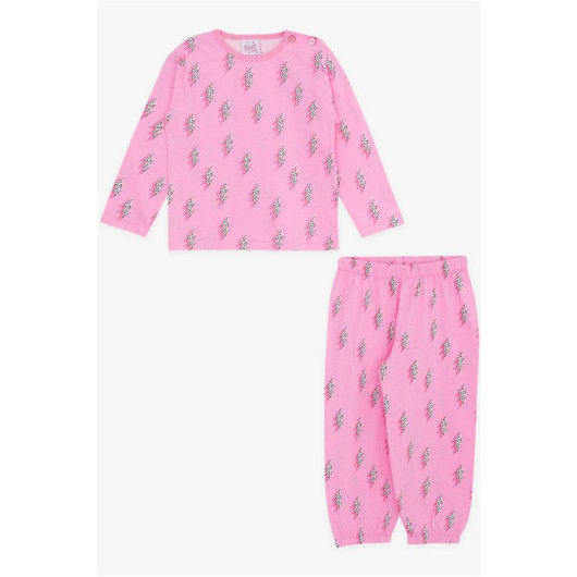 Baby Girl Pajama Set Lightning Pattern Pink (9 Months-3 Years)