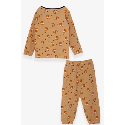 Baby Girl Pajama Set Fox Patterned Light Brown (9 Months-2 Years)