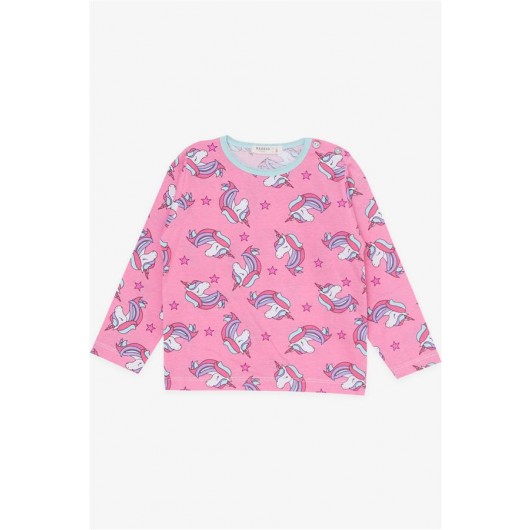 Baby Girl Pajamas Set Unicorn Patterned Pink (9 Months-3 Years)