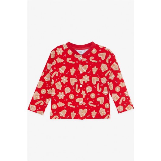 Newborn Baby Girls Pajama Set, Red Print (4 Months-1 Year)