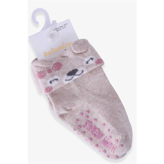 Baby Girl Socks With Abs Animal Pattern Beige (1.5 Years)