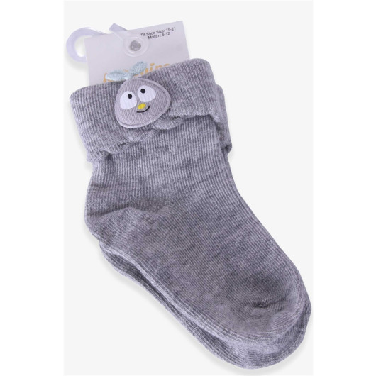 Baby Girl Socks With Apple Accessories Gray (6 Months-1.5 Years)