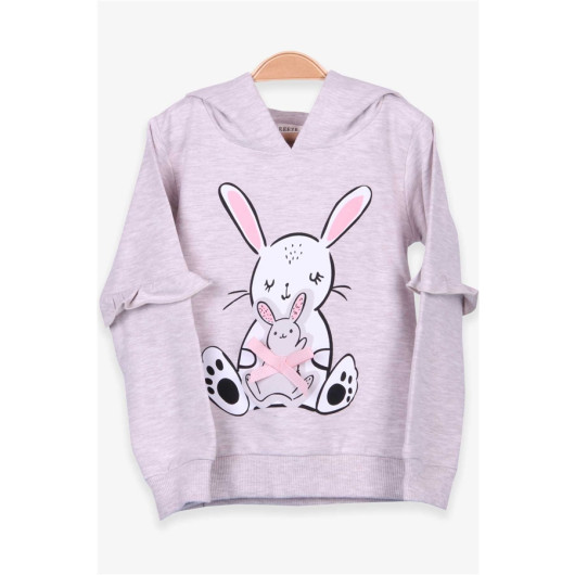 Baby Girl Sweatshirt Rabbit Printed Beige Melange (1.5-2 Years)