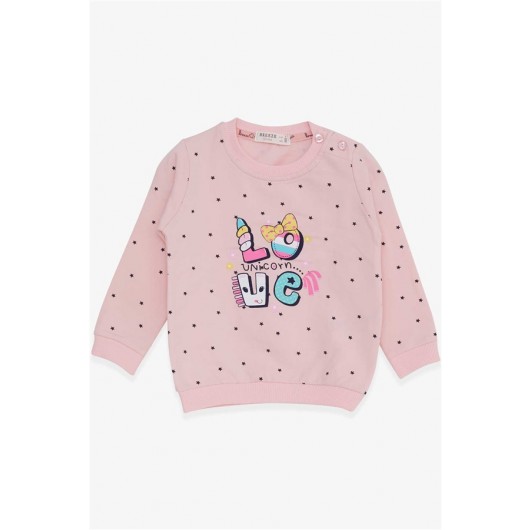 Baby Girl Sweatshirt Unicorn Printed Pink (4 Months-1.5 Years)
