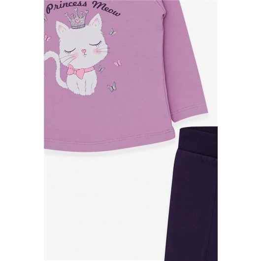 Baby Girl Tights Set Kitty Printed Purple (9 Months-3 Years)