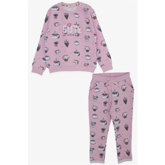 Baby Girl Tights Set Unicorn Patterned Bow Pink (9 Months-3 Years)