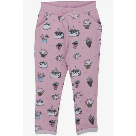 Baby Girl Tights Set Unicorn Patterned Bow Pink (9 Months-3 Years)