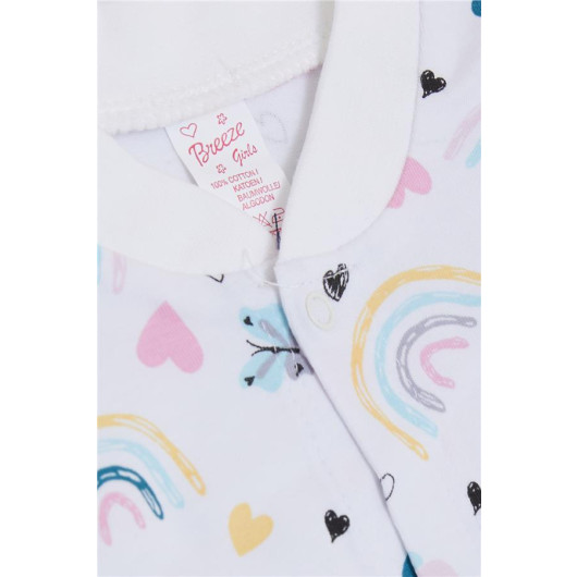 Baby Girl Jumpsuit Spring Themed Butterfly Patterned White (0-6 Months)