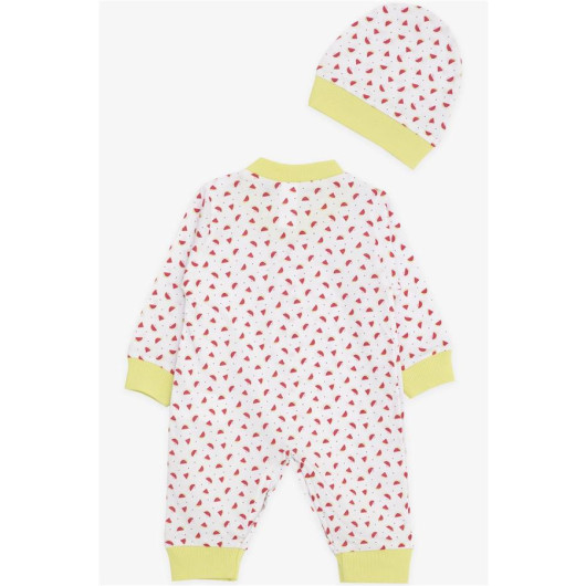 Baby Girl Rompers Watermelon Patterned White (0-3-6 Months)