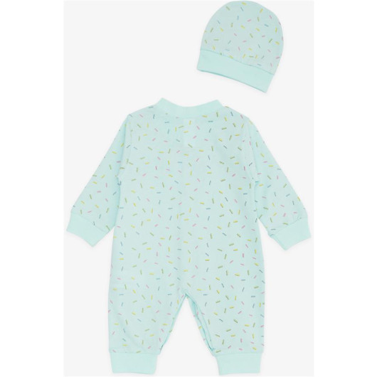 Baby Girl Rompers Colorful Patterned Water Green (0-3 Months-6 Months)