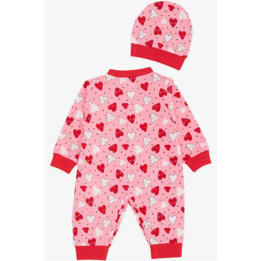 Baby Girl Rompers Colorful Smiley Heart Pattern Pink (0-6 Months)