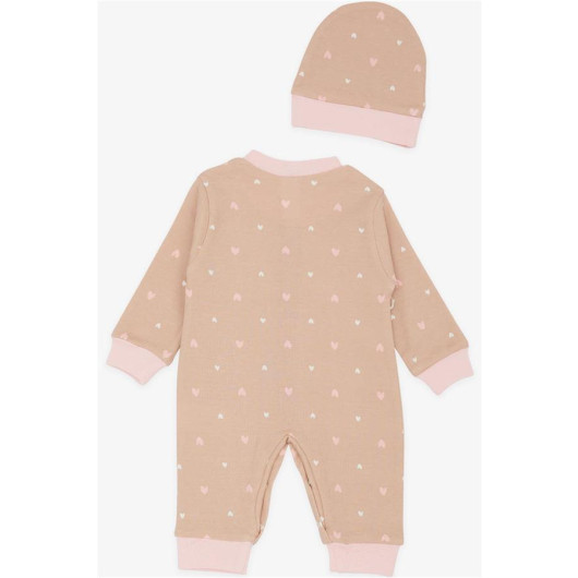 Baby Girl Rompers Colorful Heart Pattern Light Brown (0-6 Months)