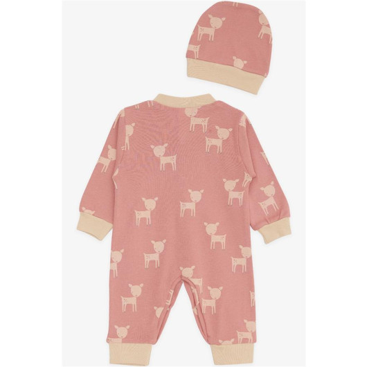 Baby Girl Rompers Cute Gazelle Patterned Rosehip (0-6 Months)