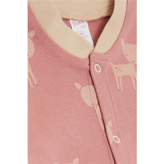 Baby Girl Rompers Cute Gazelle Patterned Rosehip (0-6 Months)