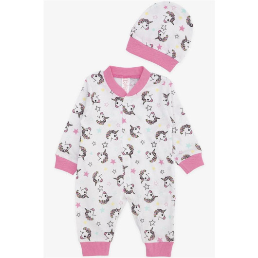 Baby Girl Rompers Unicorn Patterned White (0-3 Months)
