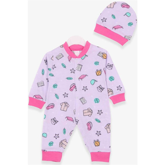 Baby Girl Rompers Sleep Themed Lilac (0-6 Months)