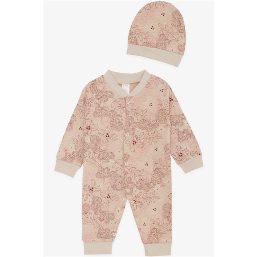 Baby Girl Rompers Leaf Pattern Light Brown (4 Months)