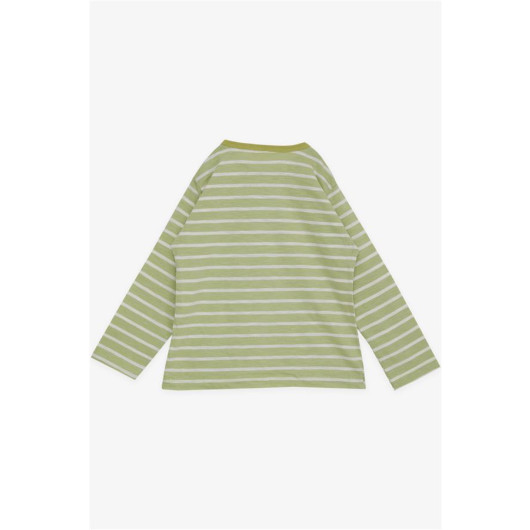 Baby Girl Long Sleeve T-Shirt Striped Popsicle Printed Pistachio Green (9 Months-3 Years)