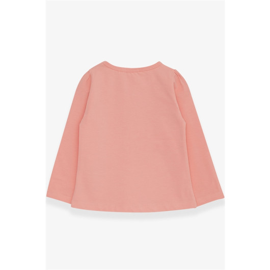 Baby Girl Long Sleeve T-Shirt With Guipure Bow Salmon (3-5 Years)