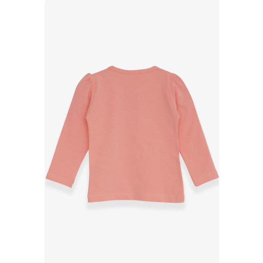 Baby Girl Long Sleeve T-Shirt Laced Bow Salmon (6 Months-2 Years)