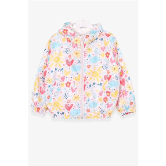 Baby Girl Raincoat Spring Themed Ecru (1-5 Years)