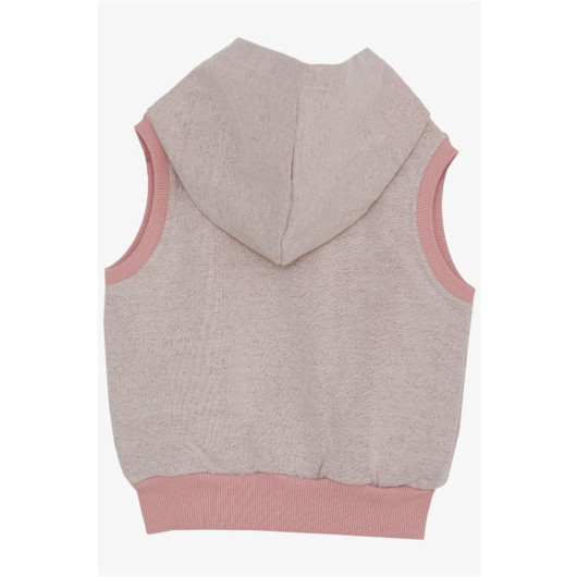 Baby Girl Vest Hooded Buttoned Powder (6 Months-2 Years)