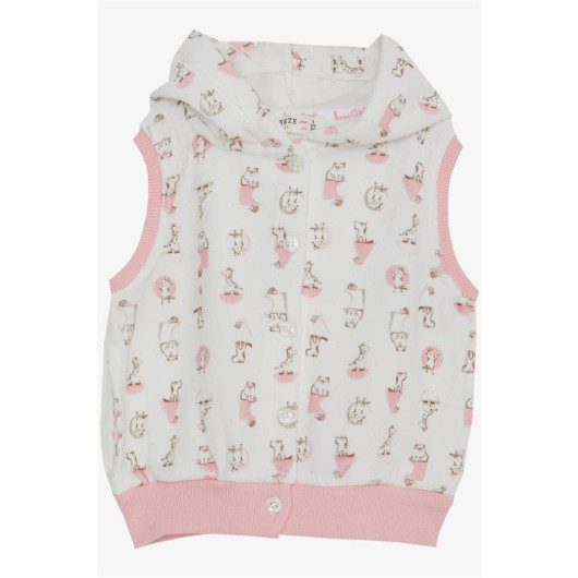 Baby Girl Vest White With Cute Animals Pattern (6 Months-2 Years)