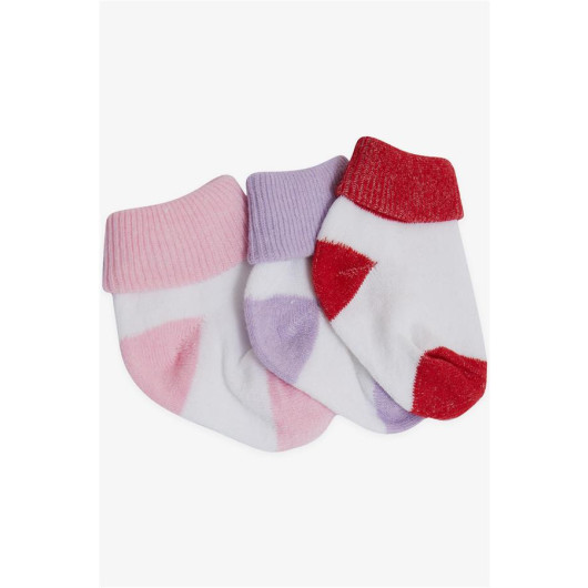 Baby Girl Newborn Socks 2 Colors 3 Packs Mixed Color (0-3 Months)