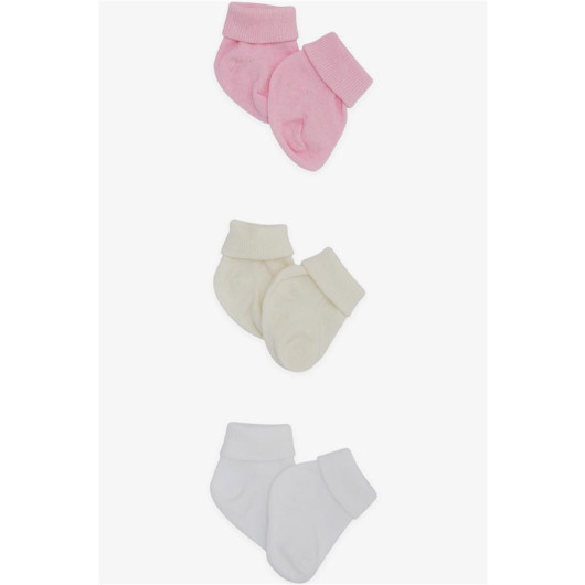 جوارب للبنات حديثات الولادة 3 جوارب متعددة الألوان (3 أشهر)