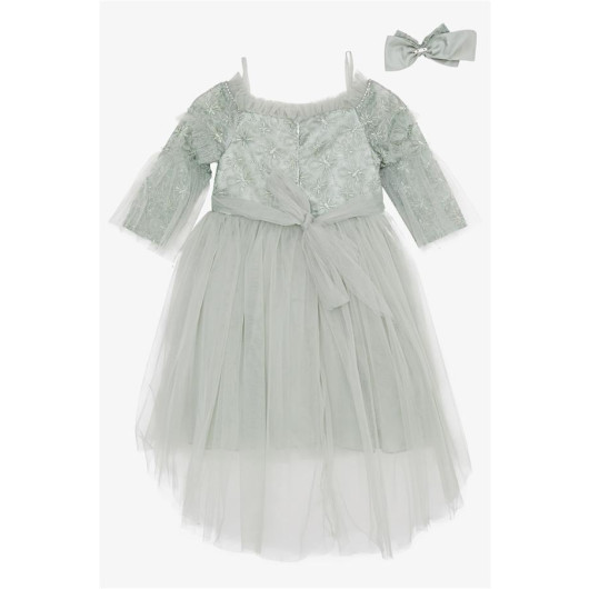 Girl's Evening Dress With Tulle Accessories Mint Green (8-12 Ages)