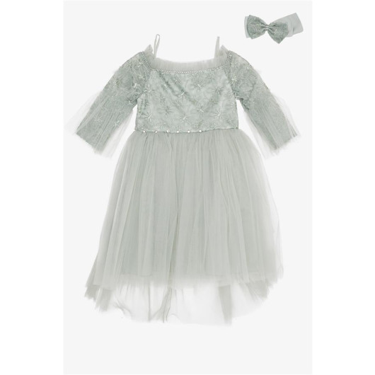 Girl's Evening Dress With Tulle Accessories Mint Green (8-12 Ages)