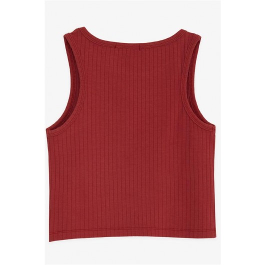 Girls' Sleeveless T-Shirt, Burgundy (9-14 Years)