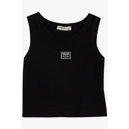 Girls' Sleeveless T-Shirt, Black Color (9-14 Years)