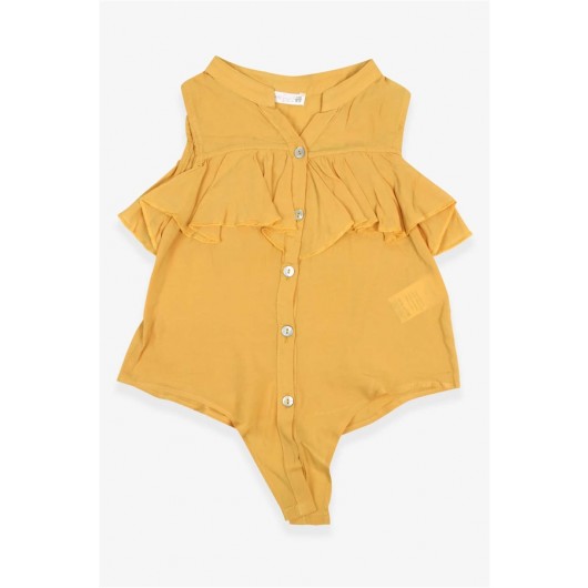 Girl's Shirt Frilly Mustard Yellow (5-16 Years)