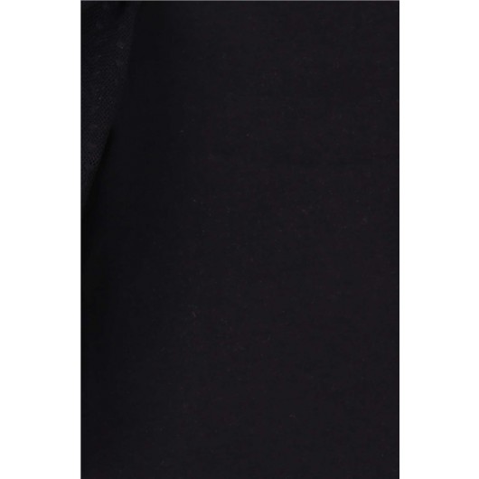 Girl's Blouse Sleeves Tulle Detailed Black (3-6 Years)