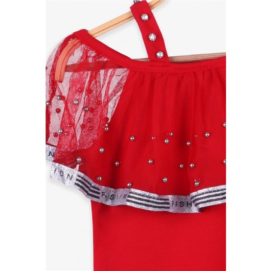 Girl's Blouse Tulle Red (8-14 Years)