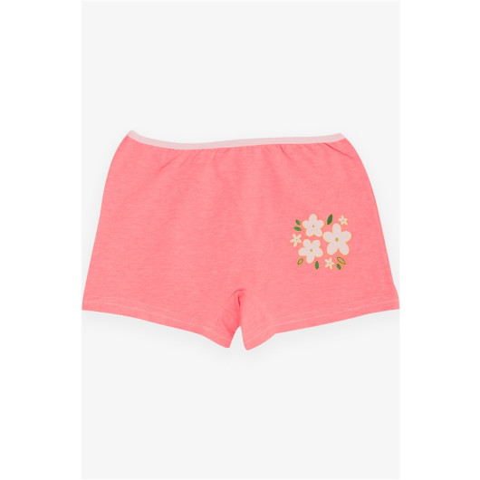 Girl's Boxer Floral Printed Neon Pink (5-11 Years)