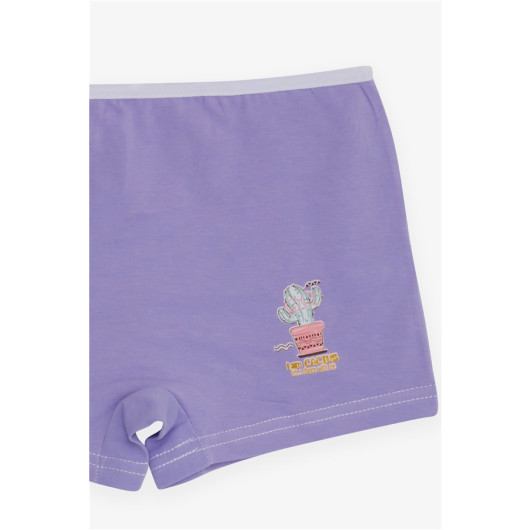 Girl's Boxer Cheerful Cactus Printed Lilac (7 Years)