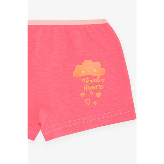 Girl's Boxer Cute Cloud Printed Neon Pink (5-11 Years)