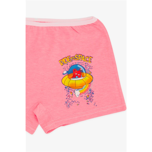 Girl's Boxer Space Themed Neon Pink (5-11 Years)