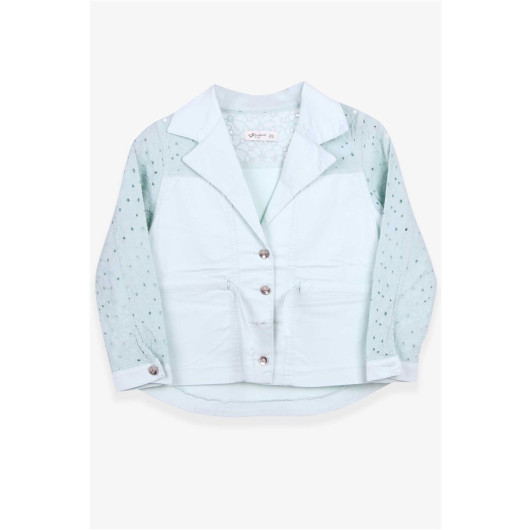 Girl's Jacket With Tie Waist Mint Green (10-14 Years)