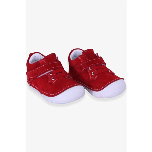 Girl's Velcro Suede Shoes Red (Number 19-22)