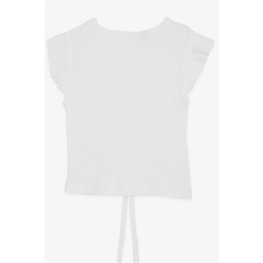 Girl's Crop T-Shirt Lace-Up Ruffle White (8-14 Years)