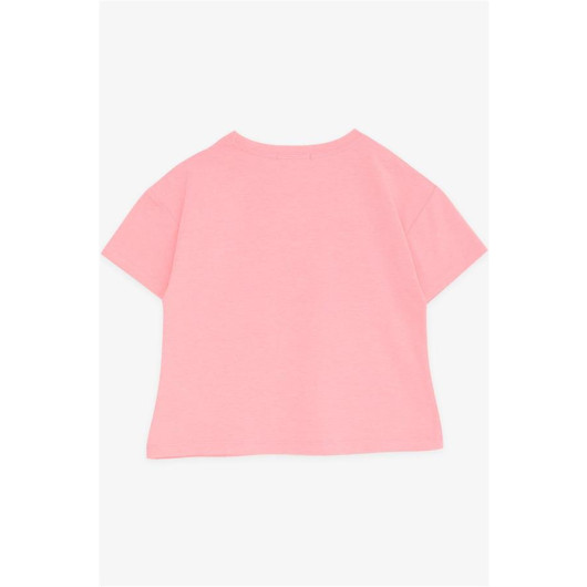 Girl's Crop T-Shirt Happiness Themed Neon Pink (8-14 Years)