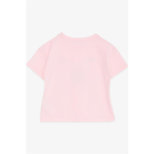 Girl's Crop T-Shirt Happiness Themed Pink (8-14 Years)