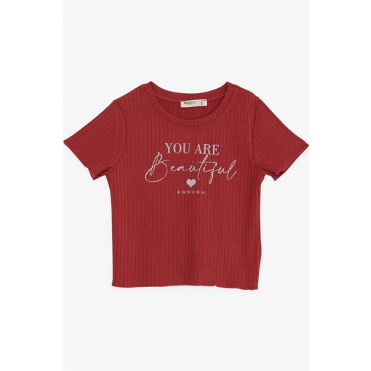 Girl's Crop T-Shirt Letter Printed Tile (8-14 Years)